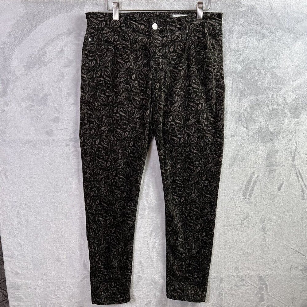Anthropologie AG The High Rise‎ Stevie Ankle Pants 32R Paisley Print Velvet - Picture 2 of 15